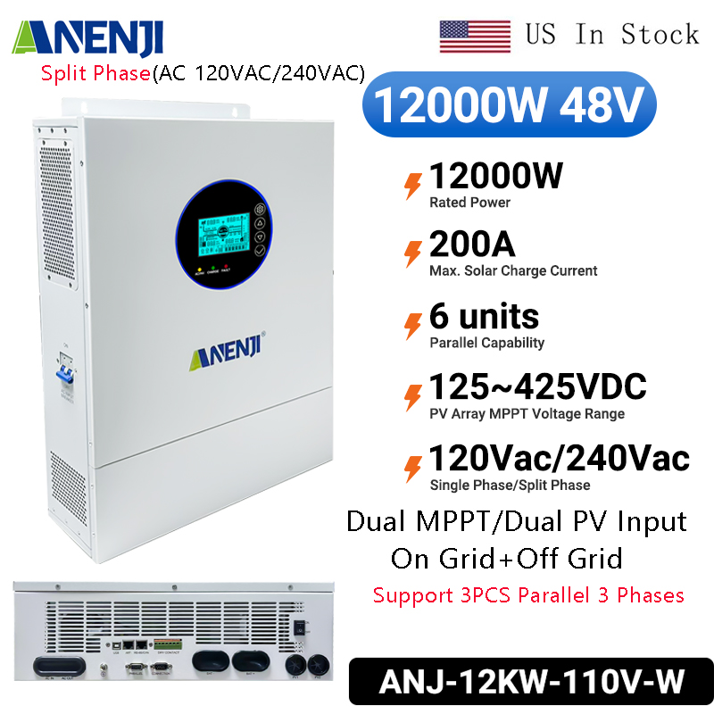 ANENJI Split Phase 12KW 48V Hy - Off Grid Solar Inverter 48V 6000W recension och pris